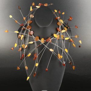 Modernist Runway Amber and Copal Necklace